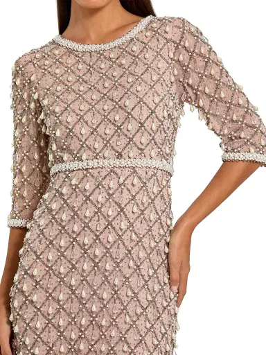 Mac Duggal Women's Petite Embellished Mesh Gown - Light Rose Petite 14 | Thumbnail 3 Mac Duggal Women's Petite Embellished Mesh Gown - Light Rose Petite 14 | Thumbnail 3