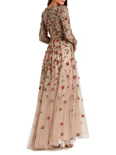 Mac Duggal Women's Petite Embellished Tulle Fit & Flare Gown - Antique Rose Petite 14 | Thumbnail 2 Mac Duggal Women's Petite Embellished Tulle Fit & Flare Gown - Antique Rose Petite 14 | Thumbnail 2