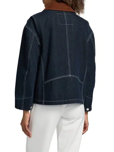 3.1 Phillip Lim Women's Contrast Corduroy-Trim Denim Chore Jacket - Dark Indigo - Size Large | Thumbnail 5 3.1 Phillip Lim Women's Contrast Corduroy-Trim Denim Chore Jacket - Dark Indigo - Size Large | Thumbnail 5