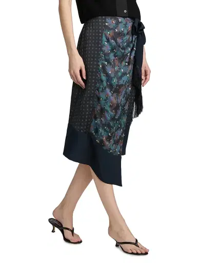 3.1 Phillip Lim Women's Desert Printed Embellished Midi-Wrap Skirt - Midnight Multi | Thumbnail 4 3.1 Phillip Lim Women's Desert Printed Embellished Midi-Wrap Skirt - Midnight Multi | Thumbnail 4