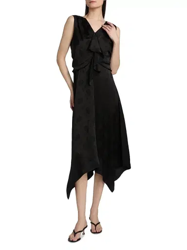 3.1 Phillip Lim Women's Handkerchief Hem Silk-Blend Midi-Dress - Black | Thumbnail 2 3.1 Phillip Lim Women's Handkerchief Hem Silk-Blend Midi-Dress - Black | Thumbnail 2