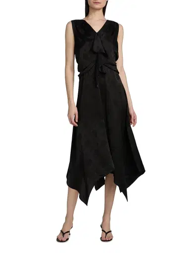 3.1 Phillip Lim Women's Handkerchief Hem Silk-Blend Midi-Dress - Black | Thumbnail 3 3.1 Phillip Lim Women's Handkerchief Hem Silk-Blend Midi-Dress - Black | Thumbnail 3