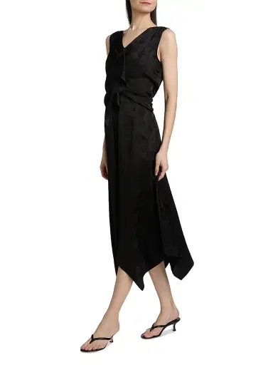 3.1 Phillip Lim Women's Handkerchief Hem Silk-Blend Midi-Dress - Black | Thumbnail 4 3.1 Phillip Lim Women's Handkerchief Hem Silk-Blend Midi-Dress - Black | Thumbnail 4