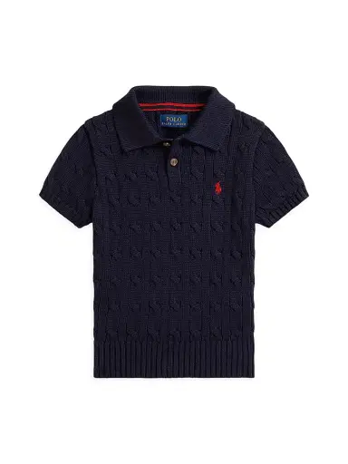 Polo Ralph Lauren Little Boy's & Boy's Cable-Knit Polo Sweater - Navy | Thumbnail 1 Polo Ralph Lauren Little Boy's & Boy's Cable-Knit Polo Sweater - Navy | Thumbnail 1