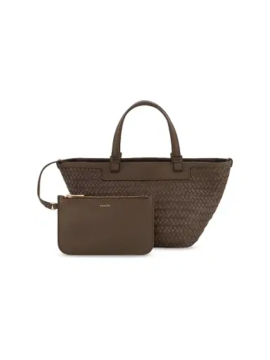 Vince Women's Marin Mini Woven Leather Tote Bag - Date | Thumbnail 1 Vince Women's Marin Mini Woven Leather Tote Bag - Date | Thumbnail 1