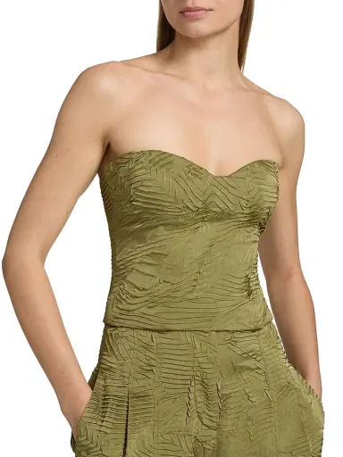 Ulla Johnson Women's Heelen Crinkled Satin Crop Bustier Top | Thumbnail 6 Ulla Johnson Women's Heelen Crinkled Satin Crop Bustier Top | Thumbnail 6