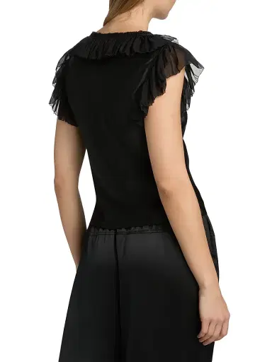 Ulla Johnson Women's Ilyana Ruffled Silk Top - Noir | Thumbnail 5 Ulla Johnson Women's Ilyana Ruffled Silk Top - Noir | Thumbnail 5