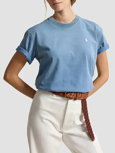 Polo Ralph Lauren Women's Logo Cotton Jersey T-Shirt - Camp Blue | Thumbnail 4 Polo Ralph Lauren Women's Logo Cotton Jersey T-Shirt - Camp Blue | Thumbnail 4
