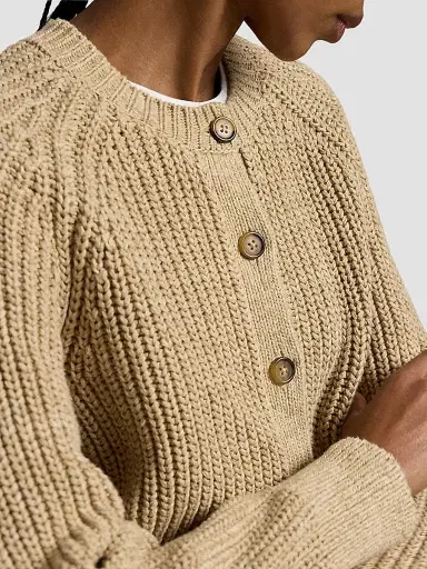 Polo Ralph Lauren Women's Raglan-Sleeve Cotton Cardigan - Tan Heather | Thumbnail 5 Polo Ralph Lauren Women's Raglan-Sleeve Cotton Cardigan - Tan Heather | Thumbnail 5