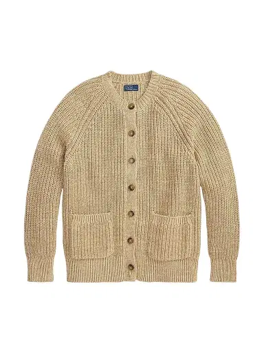 Polo Ralph Lauren Women's Raglan-Sleeve Cotton Cardigan - Tan Heather | Thumbnail 1 Polo Ralph Lauren Women's Raglan-Sleeve Cotton Cardigan - Tan Heather | Thumbnail 1