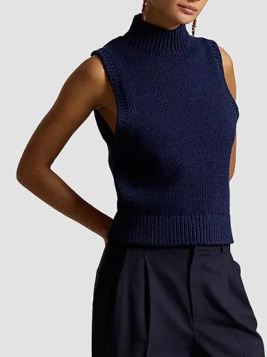 Polo Ralph Lauren Women's Sleeveless Turtleneck Sweater - Cruise Navy - Size XS | Thumbnail 6 Polo Ralph Lauren Women's Sleeveless Turtleneck Sweater - Cruise Navy - Size XS | Thumbnail 6