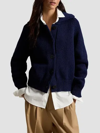 Polo Ralph Lauren Women's Cotton-Blend Buttoned Cardigan - Cruise Navy | Thumbnail 4 Polo Ralph Lauren Women's Cotton-Blend Buttoned Cardigan - Cruise Navy | Thumbnail 4