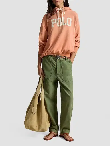 Polo Ralph Lauren Women's Logo Lightweight Fleece Hoodie - Pastel Coral | Thumbnail 2 Polo Ralph Lauren Women's Logo Lightweight Fleece Hoodie - Pastel Coral | Thumbnail 2