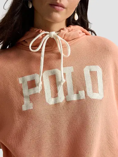 Polo Ralph Lauren Women's Logo Lightweight Fleece Hoodie - Pastel Coral | Thumbnail 5 Polo Ralph Lauren Women's Logo Lightweight Fleece Hoodie - Pastel Coral | Thumbnail 5