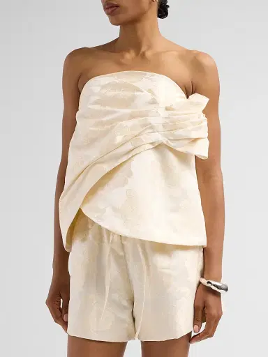 Simone Rocha Women's Gathered Flower Sash Top - Cream | Thumbnail 4 Simone Rocha Women's Gathered Flower Sash Top - Cream | Thumbnail 4