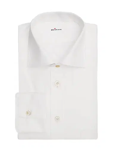 Kiton Men's Cotton Classic-Fit Dress Shirt - White | Thumbnail 1 Kiton Men's Cotton Classic-Fit Dress Shirt - White | Thumbnail 1