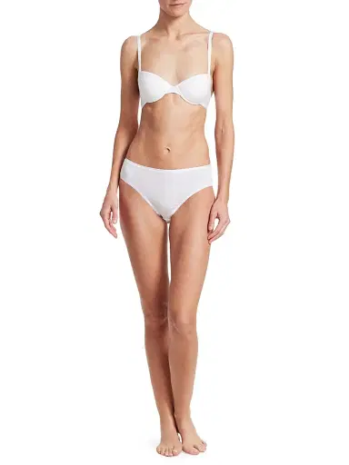 Hanro Women's Cotton Seamless High-Cut Full Brief - White | Thumbnail 2 Hanro Women's Cotton Seamless High-Cut Full Brief - White | Thumbnail 2