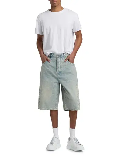 Purple Brand Men's Monogram Embossed Cotton Shorts | Thumbnail 2 Purple Brand Men's Monogram Embossed Cotton Shorts | Thumbnail 2