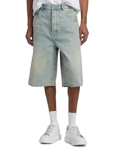 Purple Brand Men's Monogram Embossed Cotton Shorts | Thumbnail 3 Purple Brand Men's Monogram Embossed Cotton Shorts | Thumbnail 3