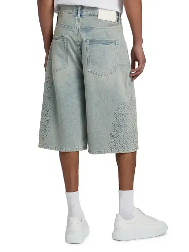 Purple Brand Men's Monogram Embossed Cotton Shorts | Thumbnail 5 Purple Brand Men's Monogram Embossed Cotton Shorts | Thumbnail 5