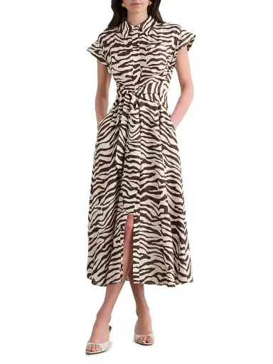 Toccin Women's Serena Printed Midi Shirtdress - Natural Zebra - Size 10 | Thumbnail 2 Toccin Women's Serena Printed Midi Shirtdress - Natural Zebra - Size 10 | Thumbnail 2