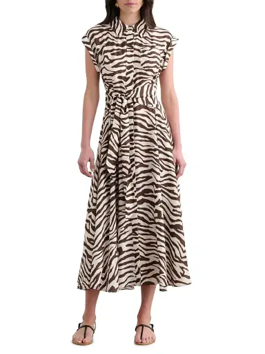 Toccin Women's Serena Printed Midi Shirtdress - Natural Zebra - Size 10 | Thumbnail 3 Toccin Women's Serena Printed Midi Shirtdress - Natural Zebra - Size 10 | Thumbnail 3