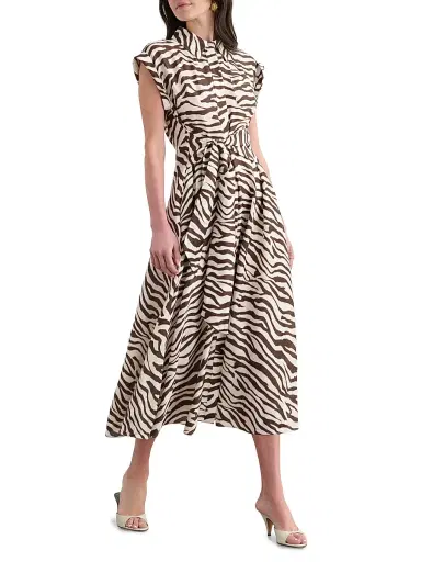 Toccin Women's Serena Printed Midi Shirtdress - Natural Zebra - Size 10 | Thumbnail 4 Toccin Women's Serena Printed Midi Shirtdress - Natural Zebra - Size 10 | Thumbnail 4