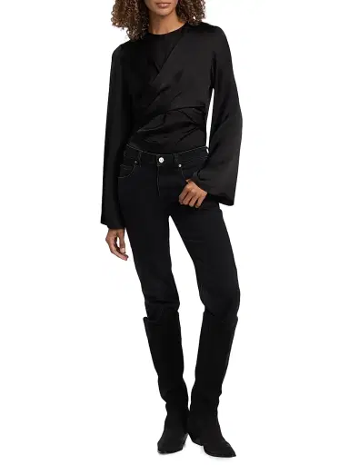 Isabel Marant Women's Neame Draped Flare Sleeve Top - Black | Thumbnail 2 Isabel Marant Women's Neame Draped Flare Sleeve Top - Black | Thumbnail 2
