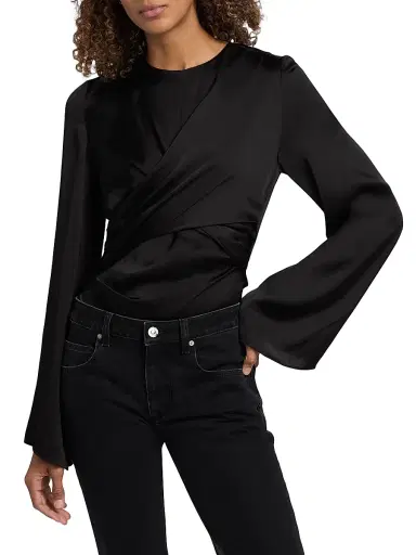 Isabel Marant Women's Neame Draped Flare Sleeve Top - Black | Thumbnail 3 Isabel Marant Women's Neame Draped Flare Sleeve Top - Black | Thumbnail 3