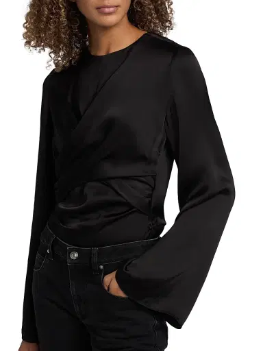 Isabel Marant Women's Neame Draped Flare Sleeve Top - Black | Thumbnail 6 Isabel Marant Women's Neame Draped Flare Sleeve Top - Black | Thumbnail 6