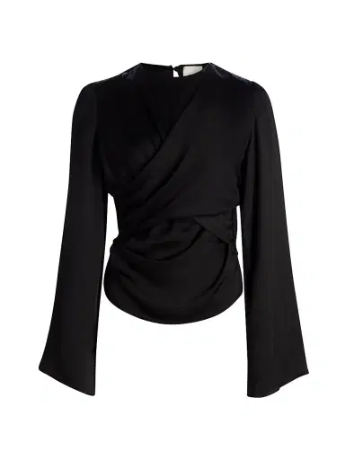 Isabel Marant Women's Neame Draped Flare Sleeve Top - Black | Thumbnail 1 Isabel Marant Women's Neame Draped Flare Sleeve Top - Black | Thumbnail 1