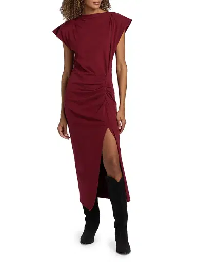 Isabel Marant Women's Nadela Cotton Draped Midi-Dress | Thumbnail 3 Isabel Marant Women's Nadela Cotton Draped Midi-Dress | Thumbnail 3