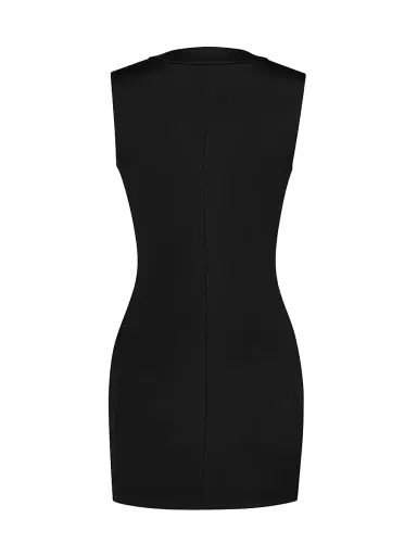 Saint Laurent Women's Crystal Button Mini Dress in Brocade - Noir | Thumbnail 2 Saint Laurent Women's Crystal Button Mini Dress in Brocade - Noir | Thumbnail 2