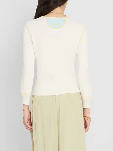 Chloé Women's Cotton Long-Sleeve Henley - Natural White | Thumbnail 3 Chloé Women's Cotton Long-Sleeve Henley - Natural White | Thumbnail 3