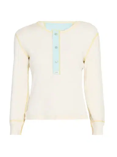 Chloé Women's Cotton Long-Sleeve Henley - Natural White | Thumbnail 1 Chloé Women's Cotton Long-Sleeve Henley - Natural White | Thumbnail 1