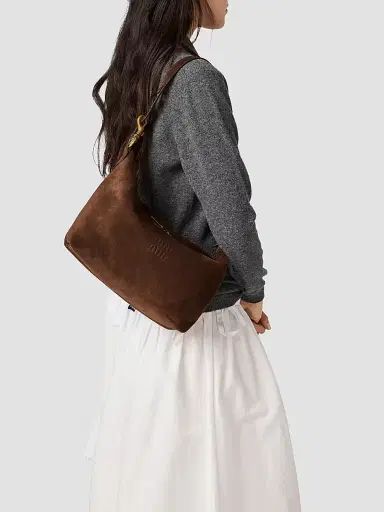 Miu Miu Women's Spirit Suede Shoulder Bag - Brown | Thumbnail 3 Miu Miu Women's Spirit Suede Shoulder Bag - Brown | Thumbnail 3