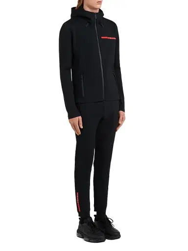 Prada Men's Techno Piqué Hoodie - Black - Size XL | Thumbnail 2 Prada Men's Techno Piqué Hoodie - Black - Size XL | Thumbnail 2