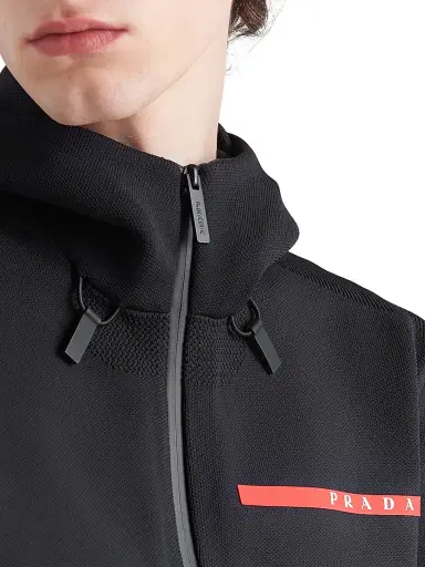 Prada Men's Techno Piqué Hoodie - Black - Size XL | Thumbnail 5 Prada Men's Techno Piqué Hoodie - Black - Size XL | Thumbnail 5
