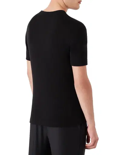 Giorgio Armani Men's Cashmere Jersey Short-Sleeve T-Shirt - Nero - Size 36 | Thumbnail 4 Giorgio Armani Men's Cashmere Jersey Short-Sleeve T-Shirt - Nero - Size 36 | Thumbnail 4