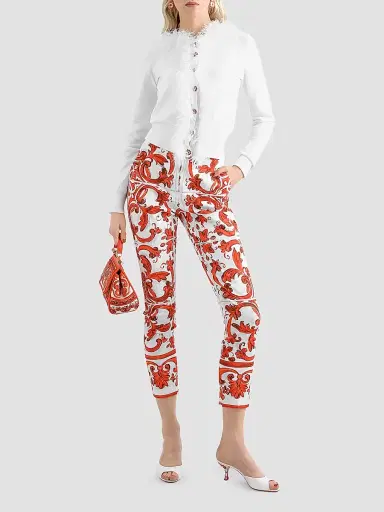 Dolce & Gabbana Women's Majolica-Print Brocade Crop Pants - Variante Abbinata | Thumbnail 2 Dolce & Gabbana Women's Majolica-Print Brocade Crop Pants - Variante Abbinata | Thumbnail 2