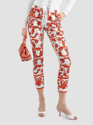 Dolce & Gabbana Women's Majolica-Print Brocade Crop Pants - Variante Abbinata | Thumbnail 4 Dolce & Gabbana Women's Majolica-Print Brocade Crop Pants - Variante Abbinata | Thumbnail 4