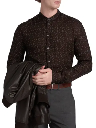 Emporio Armani Men's Printed Button-Front Sport Shirt - Black - Size Medium | Thumbnail 3 Emporio Armani Men's Printed Button-Front Sport Shirt - Black - Size Medium | Thumbnail 3