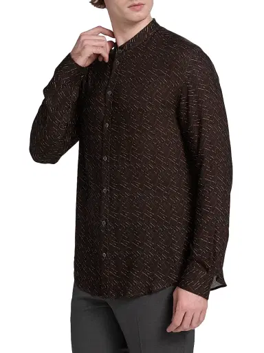 Emporio Armani Men's Printed Button-Front Sport Shirt - Black - Size Medium | Thumbnail 4 Emporio Armani Men's Printed Button-Front Sport Shirt - Black - Size Medium | Thumbnail 4