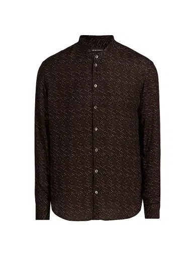 Emporio Armani Men's Printed Button-Front Sport Shirt - Black - Size Medium | Thumbnail 1 Emporio Armani Men's Printed Button-Front Sport Shirt - Black - Size Medium | Thumbnail 1