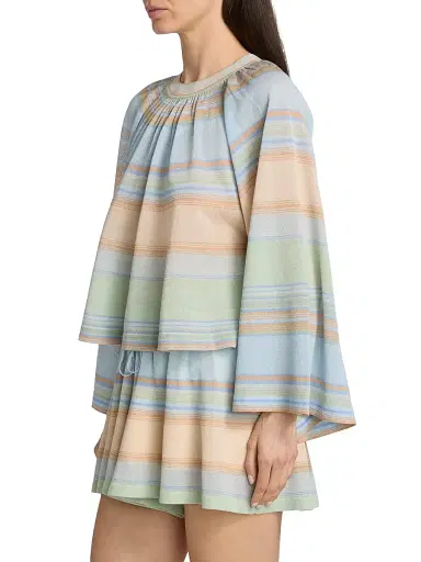 Zimmermann Women's Indra Striped Bell-Sleeve Knit Top - Blue Multi | Thumbnail 4 Zimmermann Women's Indra Striped Bell-Sleeve Knit Top - Blue Multi | Thumbnail 4