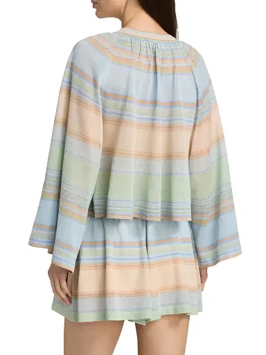 Zimmermann Women's Indra Striped Bell-Sleeve Knit Top - Blue Multi | Thumbnail 5 Zimmermann Women's Indra Striped Bell-Sleeve Knit Top - Blue Multi | Thumbnail 5
