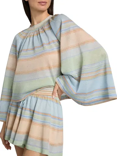 Zimmermann Women's Indra Striped Bell-Sleeve Knit Top - Blue Multi | Thumbnail 6 Zimmermann Women's Indra Striped Bell-Sleeve Knit Top - Blue Multi | Thumbnail 6