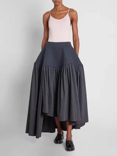 Issey Miyake Women's Mute Mixed-Media Pleated High-Low Skirt - Charcoal - Size Small | Thumbnail 2 Issey Miyake Women's Mute Mixed-Media Pleated High-Low Skirt - Charcoal - Size Small | Thumbnail 2
