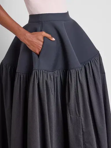 Issey Miyake Women's Mute Mixed-Media Pleated High-Low Skirt - Charcoal - Size Small | Thumbnail 5 Issey Miyake Women's Mute Mixed-Media Pleated High-Low Skirt - Charcoal - Size Small | Thumbnail 5