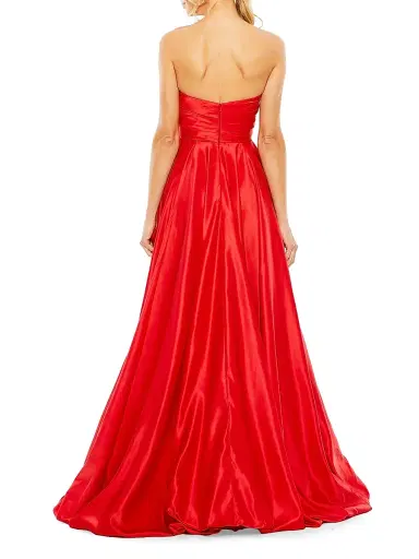 Mac Duggal Women's Strapless High-Low Satin Gown - Red - Size 8 | Thumbnail 3 Mac Duggal Women's Strapless High-Low Satin Gown - Red - Size 8 | Thumbnail 3